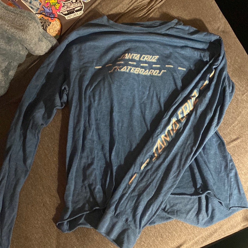 Santa Cruz Skateboard brand blue long sleeve t shirt, size Large